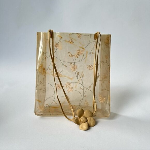 CHANEL VINTAGE CLEAR PVC FLORAL TOTE BAG - Picture 1 of 15